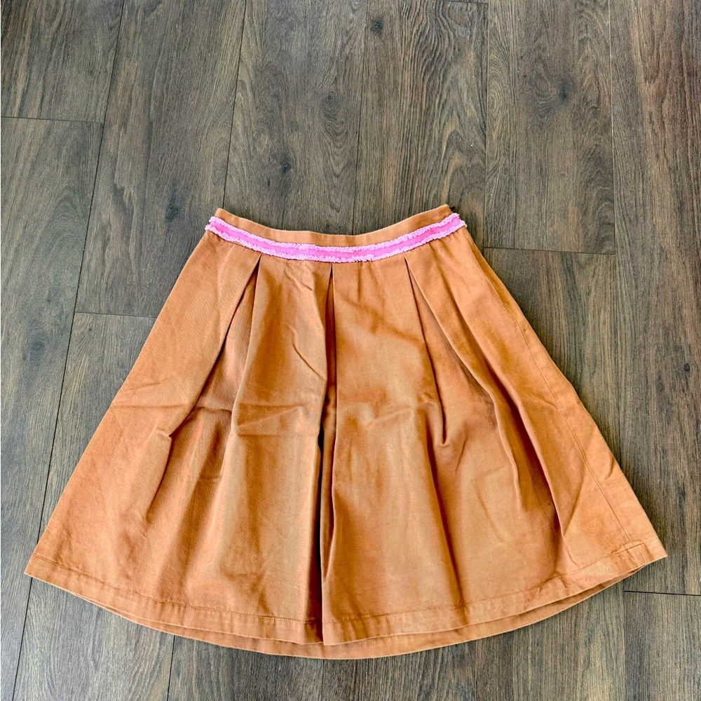 Tara Jarmon Linen/Cotton mini skirt with pink ribbon trim
